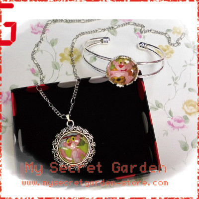 Pink Panther / Pinocchio Cabochon Necklace and Bracelet Set 1a or 1b Pink Panther / Pinocchio Cabochon Necklace and Bracelet Set 1a or 1b